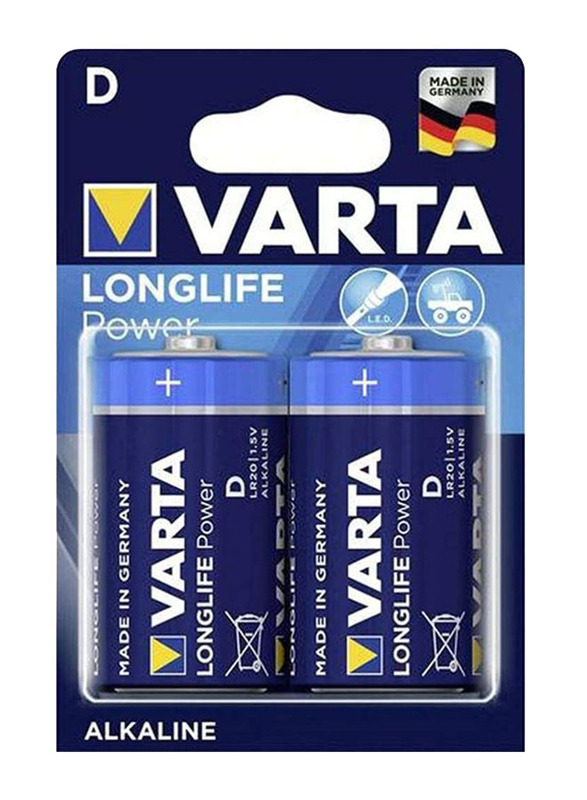 Varta Longlife Power D LR20 Batteries, 2 Pieces, Blue