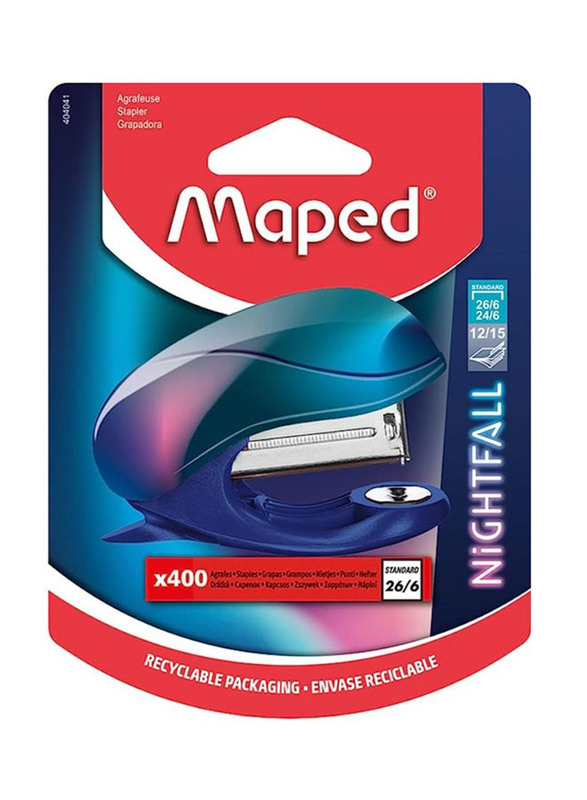 Maped Helix USA Nightfall Stapler with Staple Pins Pack, Multicolour