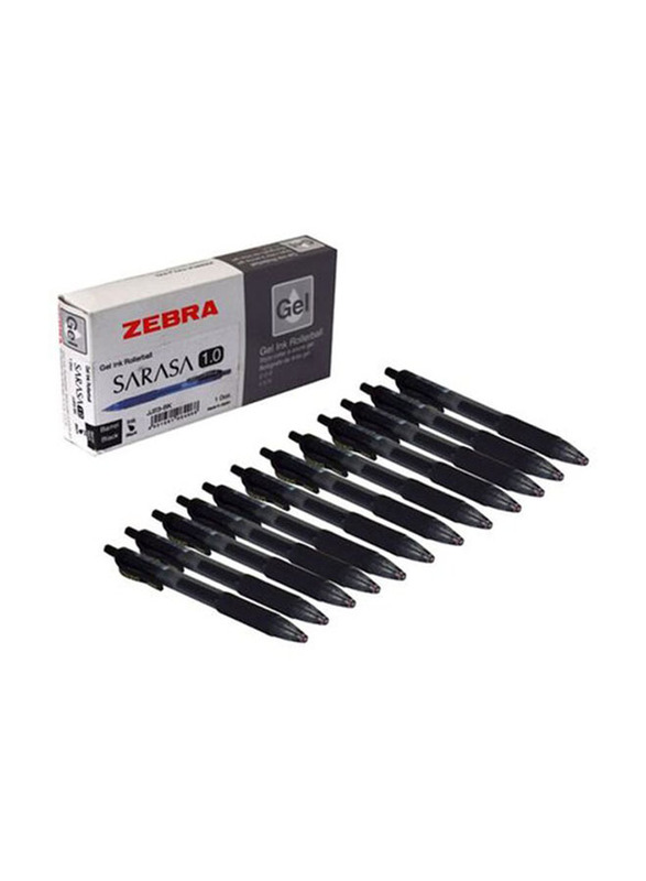 Zebra 12-Piece Sarasa Clip Gel Ink Rollerball Pen, Black