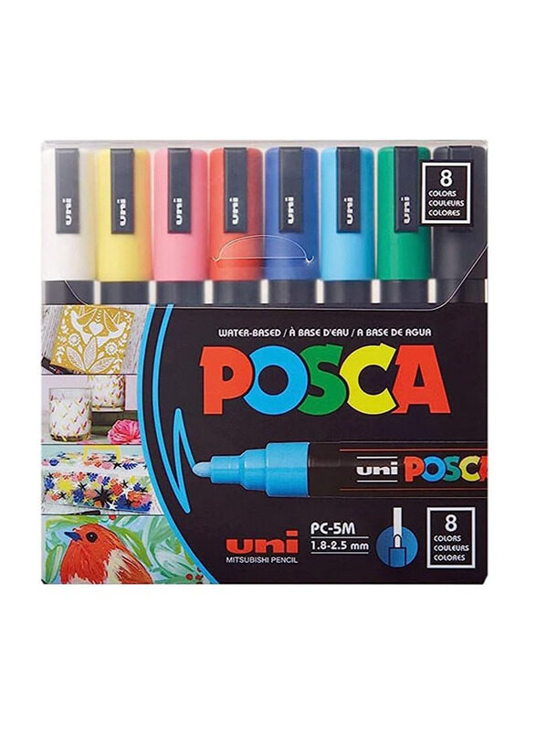 Posca Paint Marker Pen, 1.8-2.5mm, 8 Pieces, Multicolour