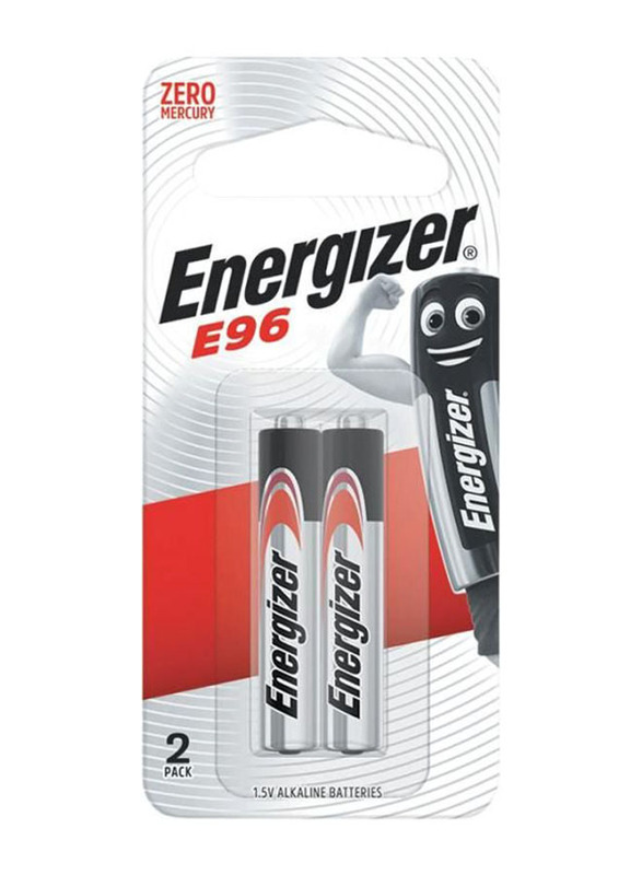 Energizer E96 1.5V Alkaline AAAA Battery Set, 2 Pieces, Silver/Black
