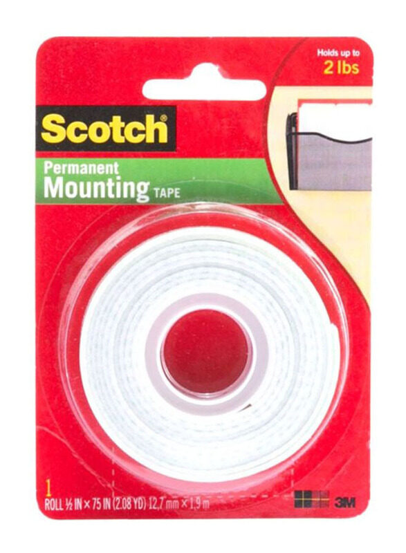 

3M Scotch Permanent Mounting Tape, White/Green