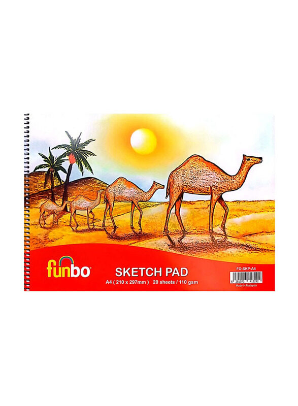 

Funbo Sketch Pad, 110 GSM, 20 Sheets, A4 Size, Multicolour