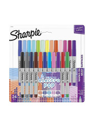Sharpie 24-Piece Electro Pop Ultra Fine Tip Permanent Marker, Multicolour