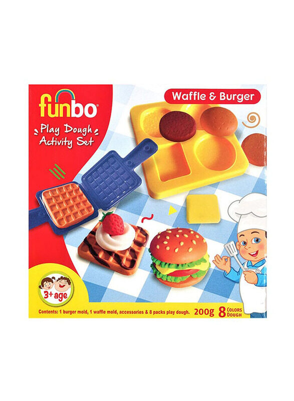 

Funbo Play Dough Burger and Waffles Activity Set, 8 Pieces, Multicolour