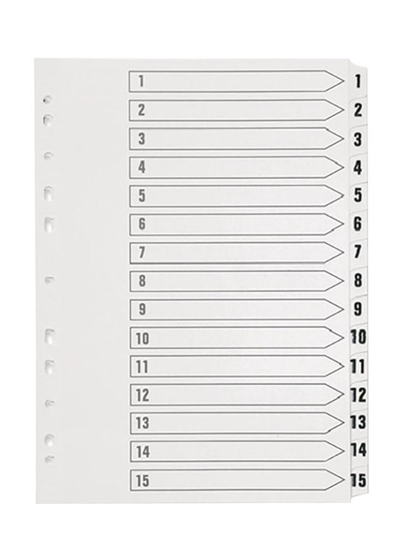 Deluxe Amt Index Divider with Number, 20 Pieces, BTS4-028, Grey