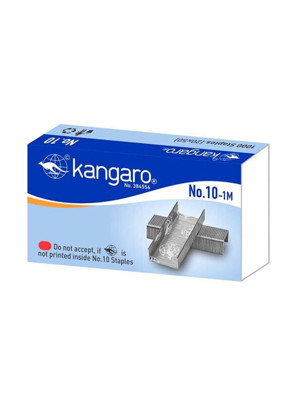 

Kangaro No.10-1M Stapler Pins, 1000 Pieces, Silver