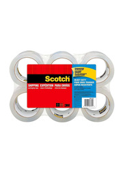 3M Scotch Heavy Duty Shipping Packaging Tape, 6 Pieces, Clear