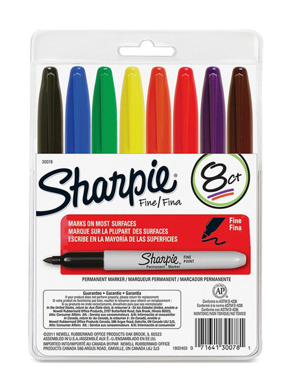 Sharpie 8-Piece Fine Point Permanent Marker Set, Multicolour