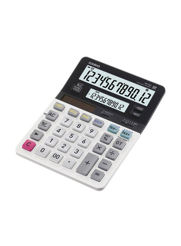 Casio Dual Display Standard Function Basic Calculator, Grey