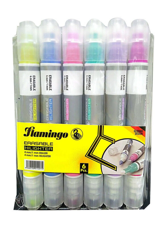 

Flamingo 6-Piece Twin Sided Erasable Hilighter, Multicolour