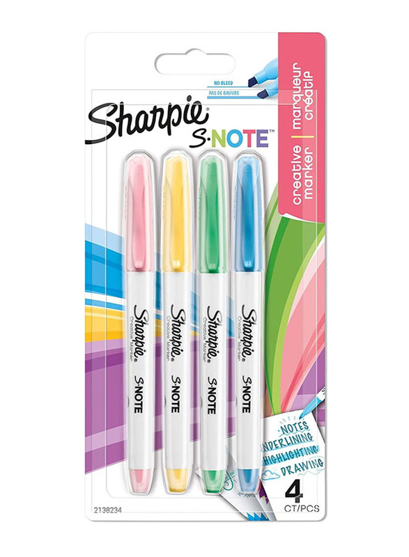 Sharpie 4-Piece S.Note Chisel Tip Permanent Marker, Multicolour