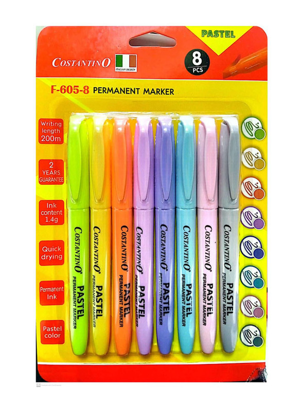 Costantino 8-Piece Pastel Permanent Marker, Multicolour