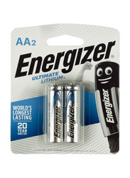Energizer AA Ultimate Lithium Battery Set, 2 Pieces, Silver/Blue