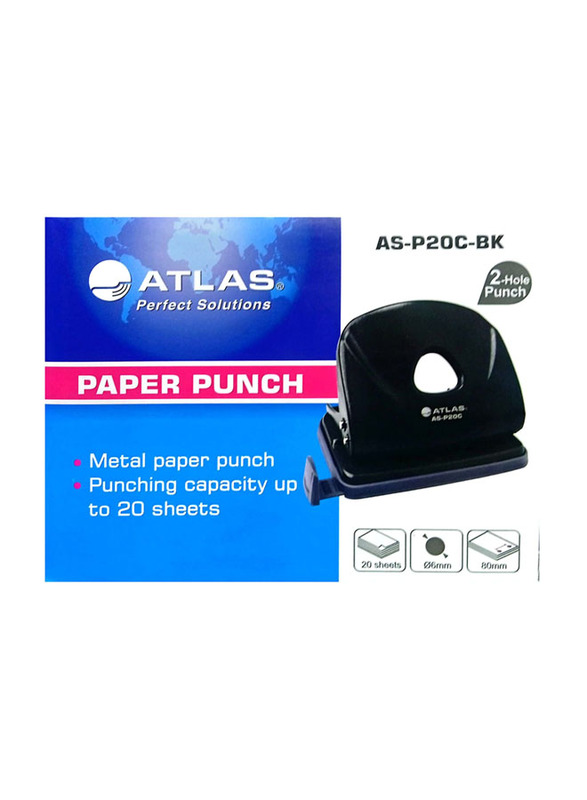 Atlas 20 Sheets Capacity Paper Punch, Black