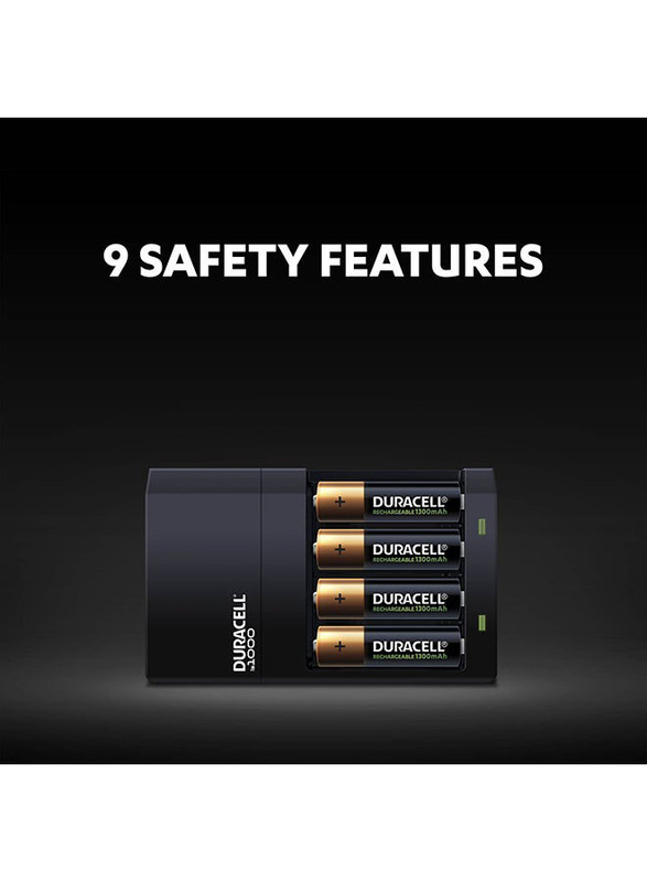 Duracell 4 Hours Battery Charger with Battery, 5 Pieces, Black/Gold