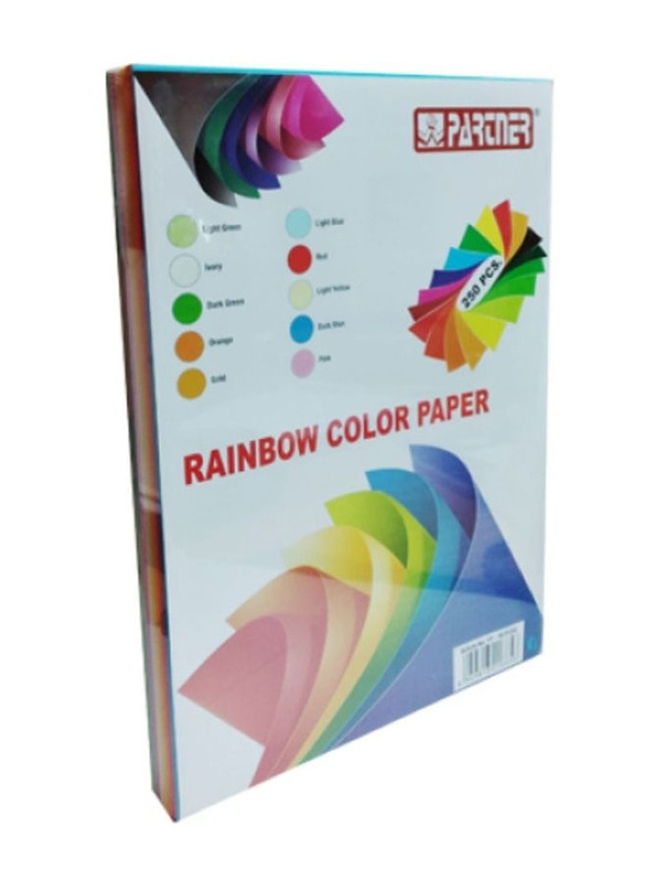 Partner Rainbow Colour Paper, A4 Size, 250 Pieces, Multicolour