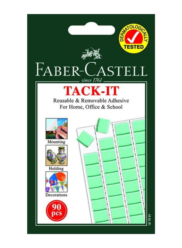 Faber-Castell 90-Piece Tack-It Removable Adhesive Set, Green
