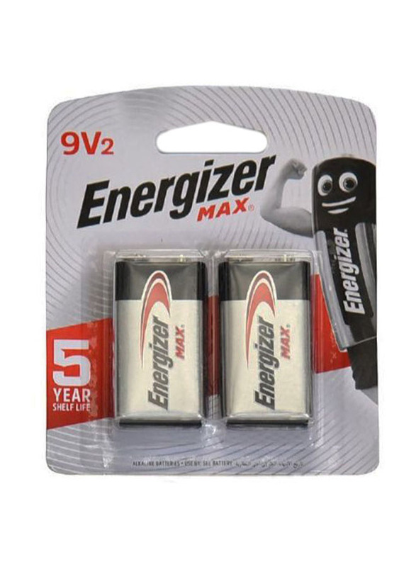 Energizer Max 9V2 Battery, 2 Pieces, Silver/Black