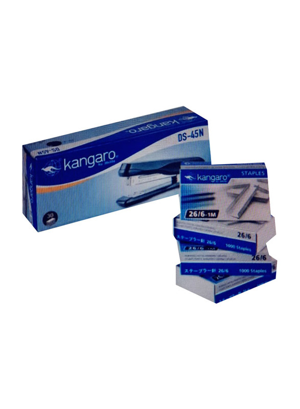 Kangaro 30-Sheets Capacity Stapler with 4 Packs of Pins, Multicolour