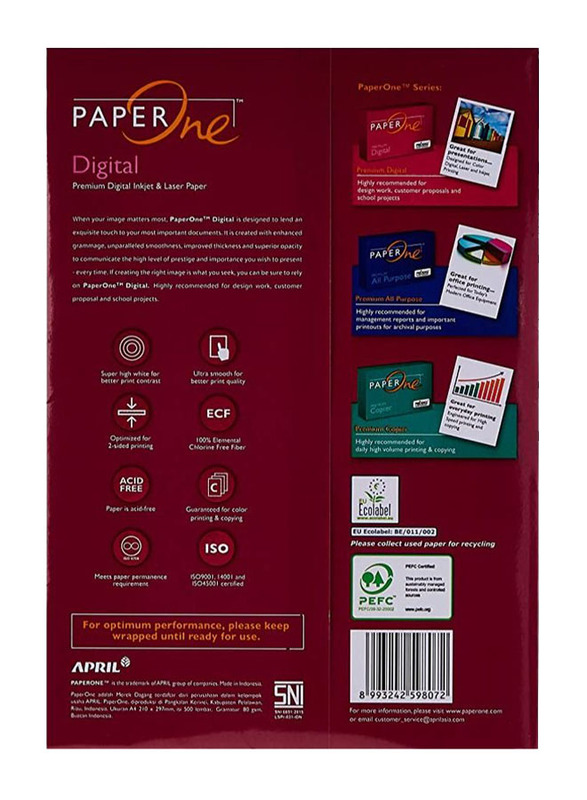 PaperOne Copy Paper, 500 Sheets, 80 GSM, A4 Size, A4500