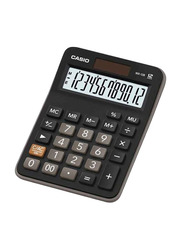 Casio Value Series 12-Digit Mini Desk Basic Calculator, MX-12B-BK-W-DC, Black