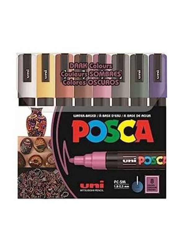 

Posca Pc-5m Water Based Permanent Marker Paint Pens Set, 8 Pieces, Multicolour