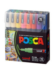 Posca 16-Piece 0.9-1.3 mm Bullet Shaped Paint Marker Set, Multicolour