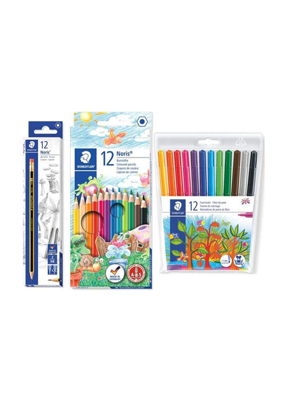 

Staedtler StaEDT Perfumeler Noris Pencil with Colour Pencil & Fibre Tip Pen Set, Multicolour