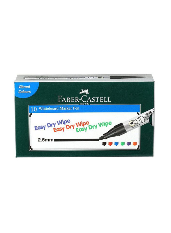 Faber-Castell 10-Piece Whiteboard Marker Pen Set, Black