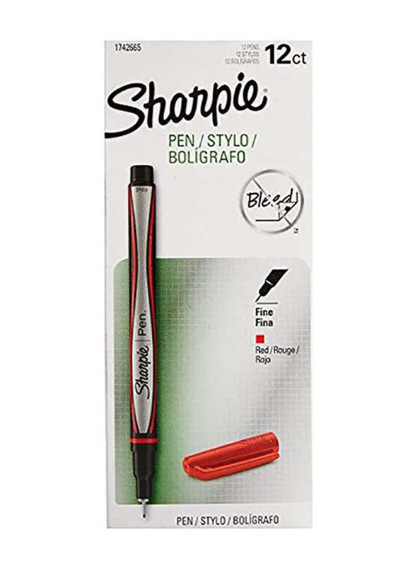 Sharpie 12-Piece Fine Tip Grip Pen, Red