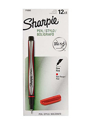 Sharpie 12-Piece Fine Tip Grip Pen, Red