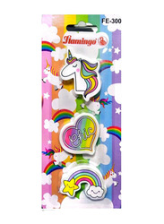 Flamingo 3-Piece Eraser Set, Multicolour