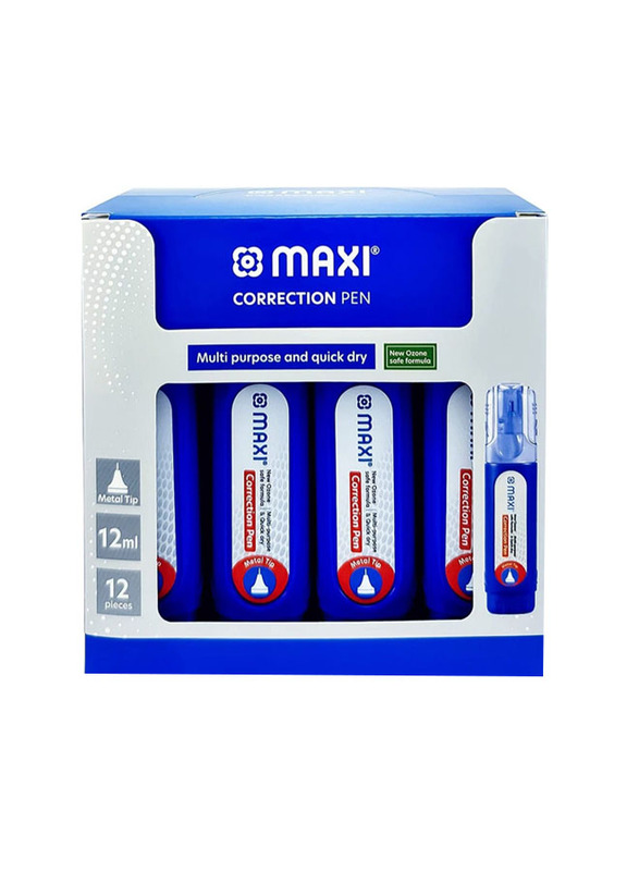 Maxi 12-Piece 12ml Correction Pen, Blue