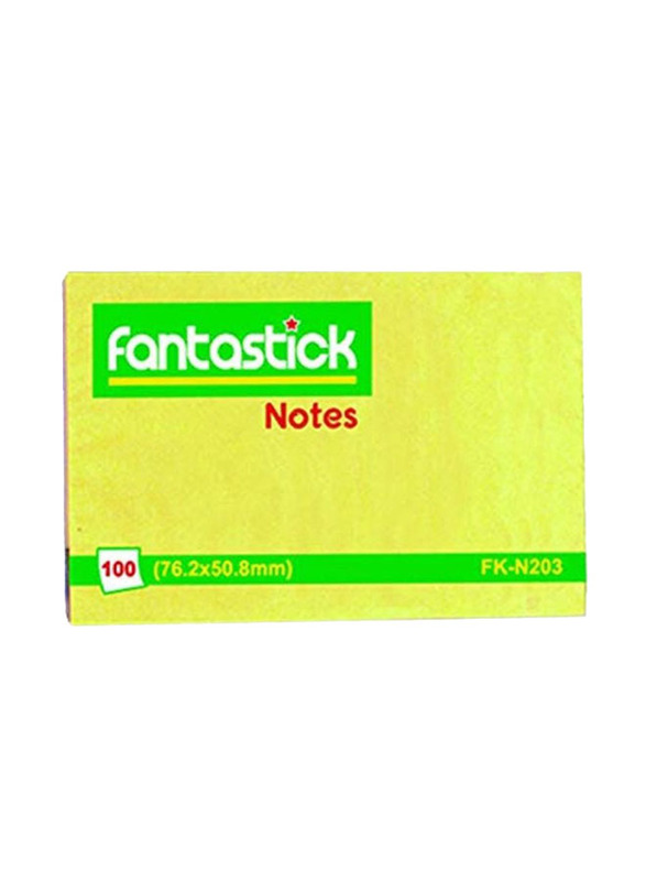 Fantastick Sticky Notes, 12 x 100 Sheets, 2 x 3 inch, Yellow