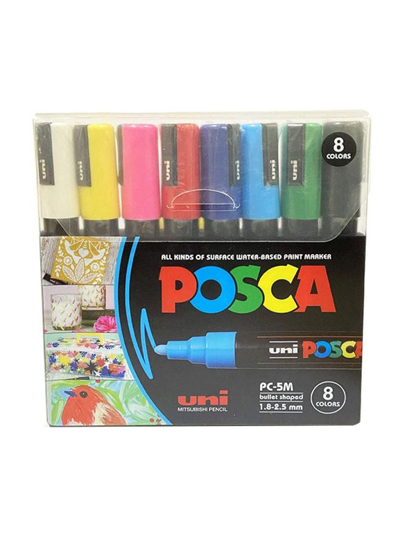 Posca Bullet Shaped Paint Marker Set, 1.8-2.5mm, 8 Pieces, Multicolour
