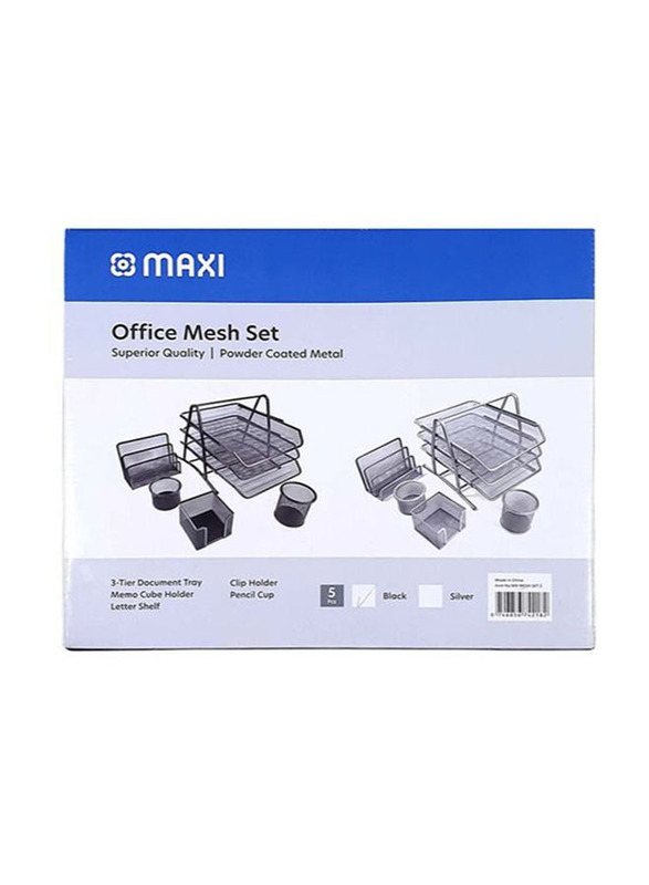 Maxi 5-Piece Metal Mesh Executive Desk Organizer, MX-MESHSET2, Black