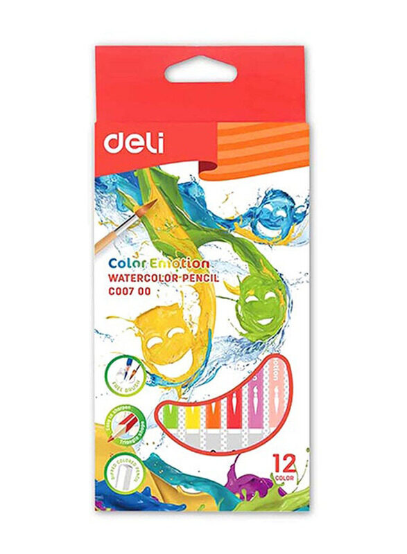 Deli Water Color Pencils, 12 Pieces, Multicolour