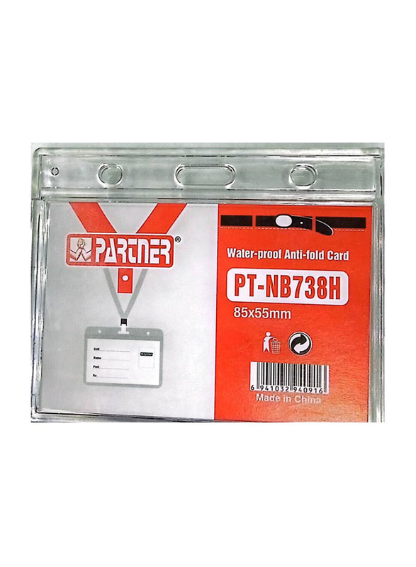 Partner Horizontal Acrylic Material ID Card Holder, 5 Pieces, Clear