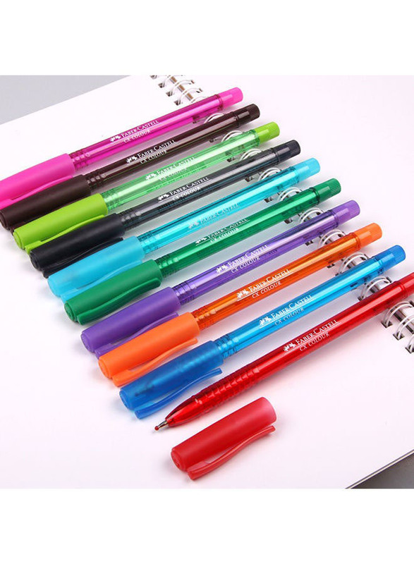 Faber-Castell 10-Piece Ink-Flow Colour Ball Pen Set, Multicolour