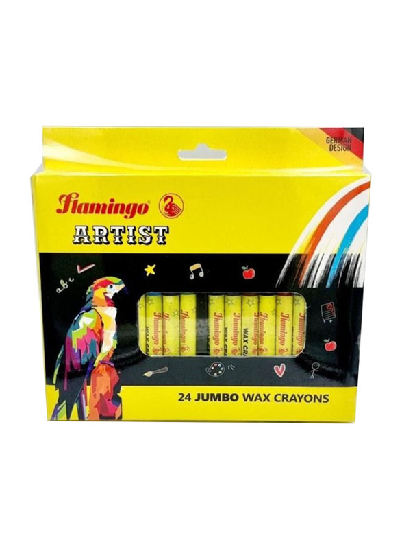 Flamingo Jumbo Artist Wax Crayons, 24 Pieces, Multicolour