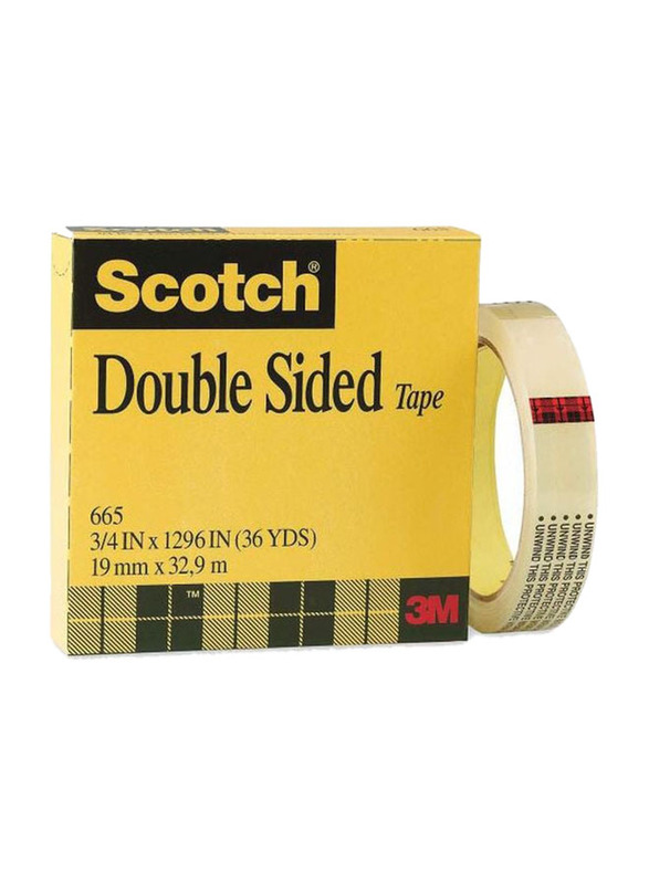 3M Scotch Permanent Double Sided Tape, 12.7mmx32.92m, Clear