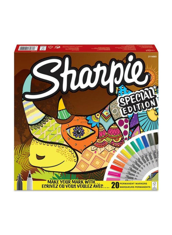 Sharpie 20-Piece Permanent Marker Rhino Pack, Multicolour