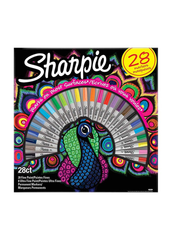 Sharpie 28-Piece Peacock Pack Permanent Markers, Multicolour