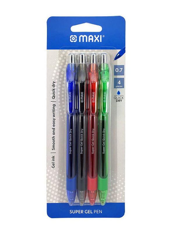 Maxi 4-Piece Gel Rollerball Pen Set, Multicolour