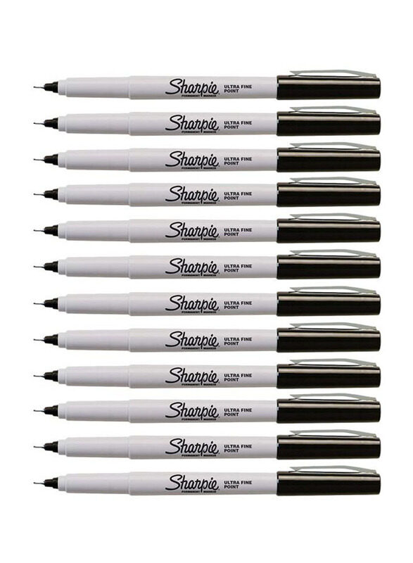 Sharpie 12-Piece Ultra Fine Permanent Marker, White/Black