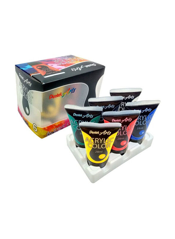 

Pentel Acrylic Colour Tube Set, 6 Pieces, Yellow/Red/Blue