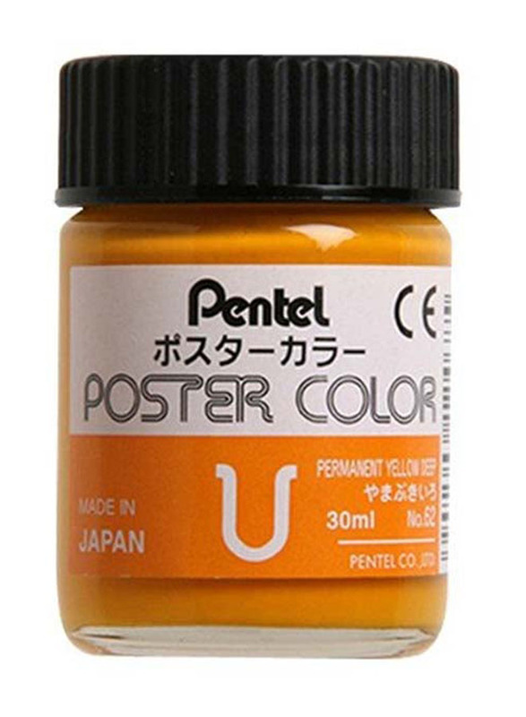 Pentel Permanent Poster Colour, 30ml, Deep Yellow