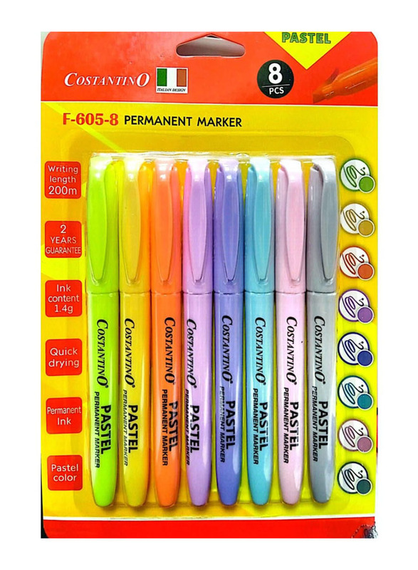 Costantino 8-Piece Pastel Permanent Marker, Multicolour