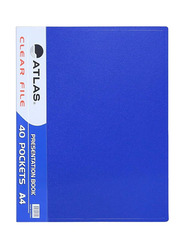 Atlas 40 Pockets Book A4 Presentation File, Blue
